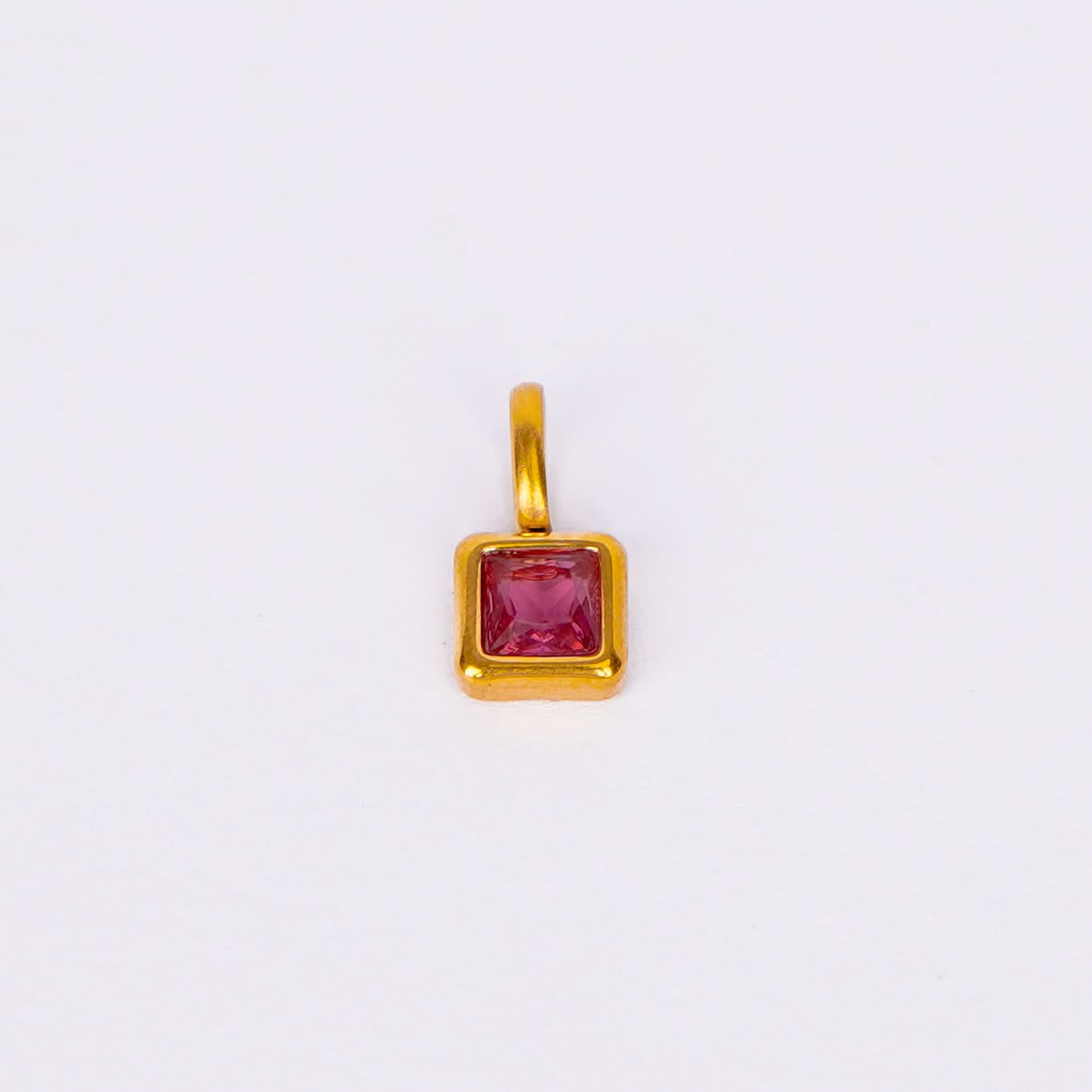 Gem Crystal Pendant Necklace – emerald-cut crystal pendant in 12 colour variants, 18K gold plated, PD18-22
