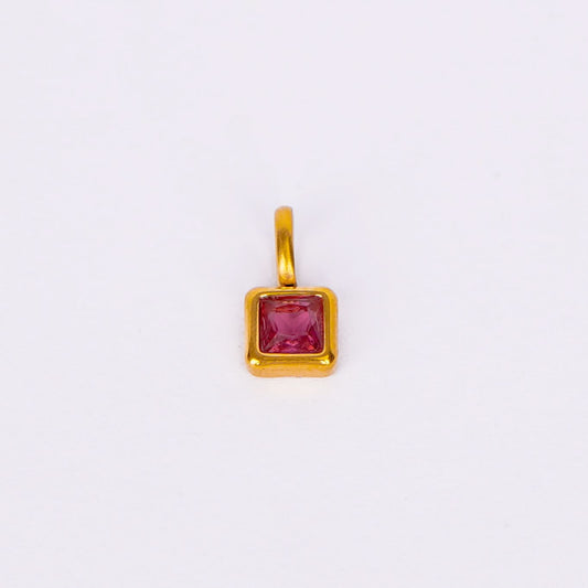 Gem Crystal Pendant Necklace – emerald-cut crystal pendant in 12 colour variants, 18K gold plated, PD18-22