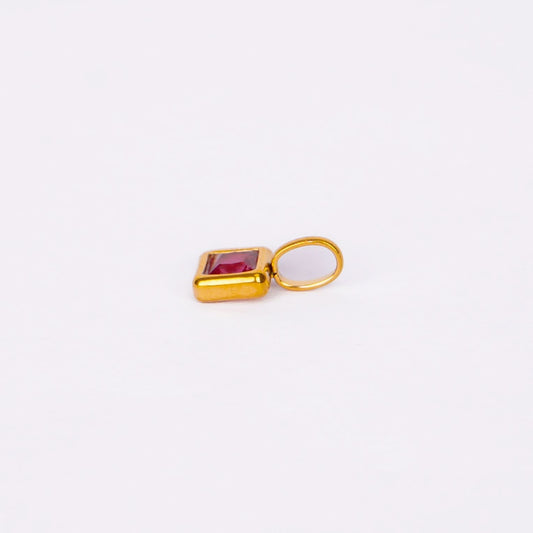 Gem Crystal Pendant Necklace – emerald-cut crystal pendant in 12 colour variants, 18K gold plated, PD18-23