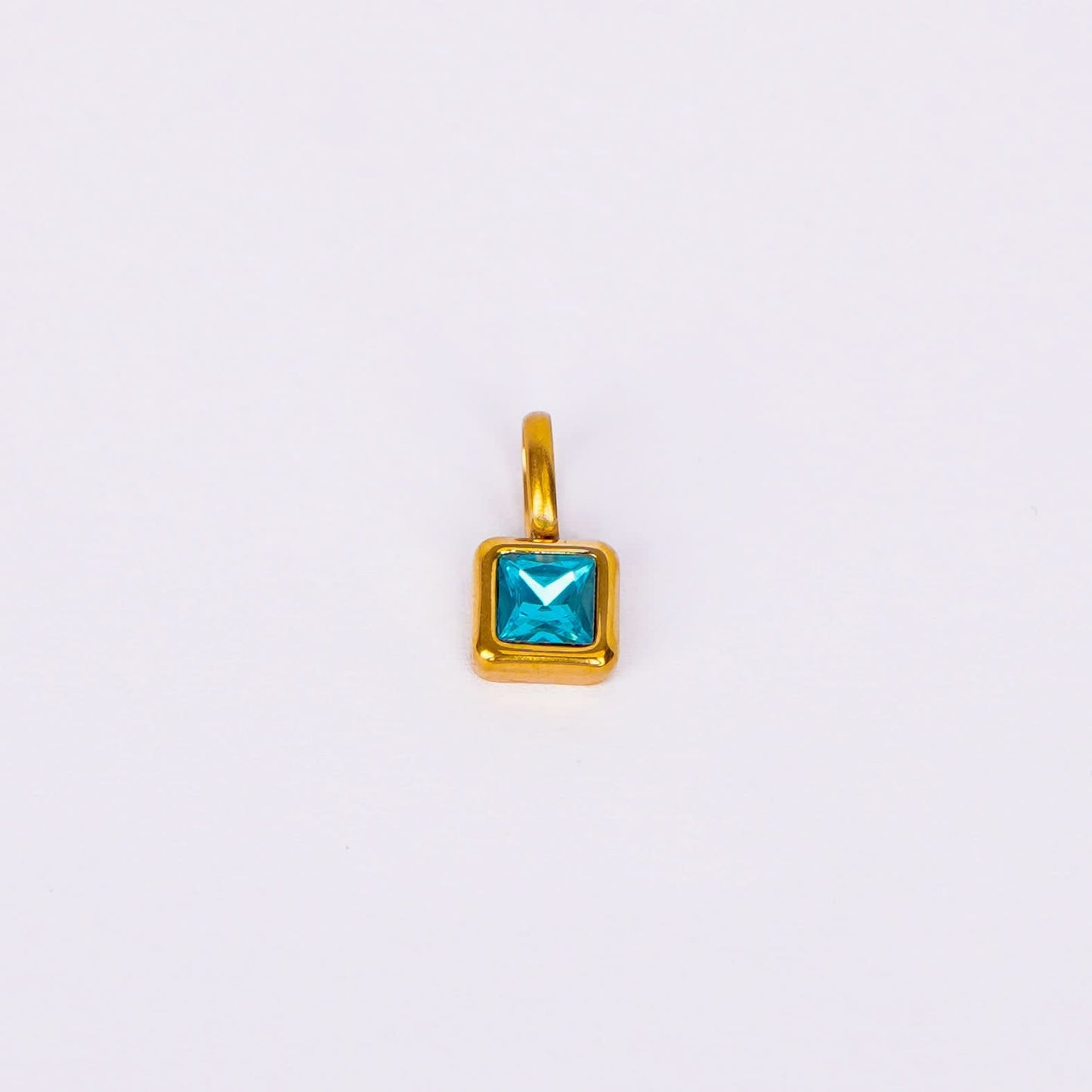 Gem Crystal Pendant Necklace – emerald-cut crystal pendant in 12 colour variants, 18K gold plated, PD18-25
