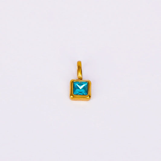 Gem Crystal Pendant Necklace – emerald-cut crystal pendant in 12 colour variants, 18K gold plated, PD18-25