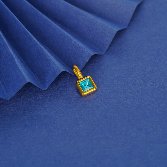 Gem Crystal Pendant Necklace – emerald-cut crystal pendant in 12 colour variants, 18K gold plated, PD18-27