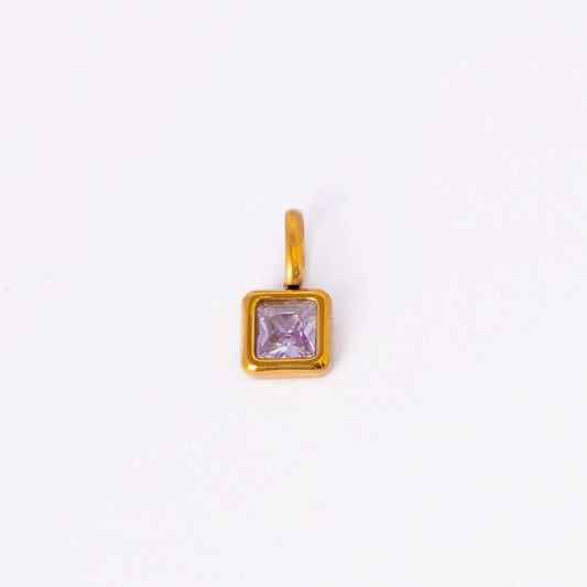 Gem Crystal Pendant Necklace – emerald-cut crystal pendant in 12 colour variants, 18K gold plated, PD18-28