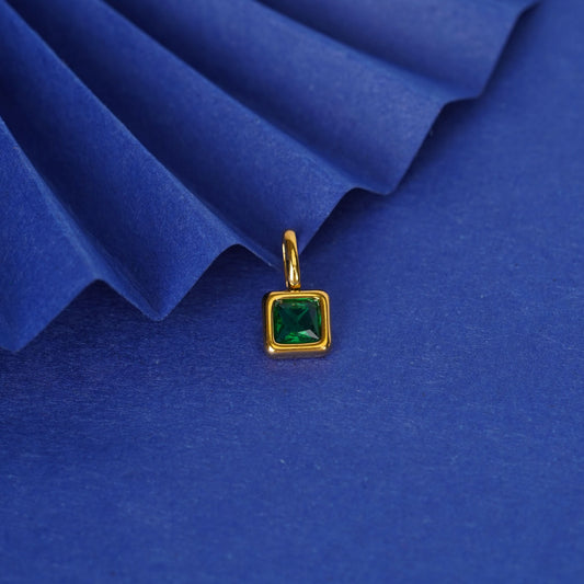 Gem Crystal Pendant Necklace – emerald-cut crystal pendant in 12 colour variants, 18K gold plated, PD18-3