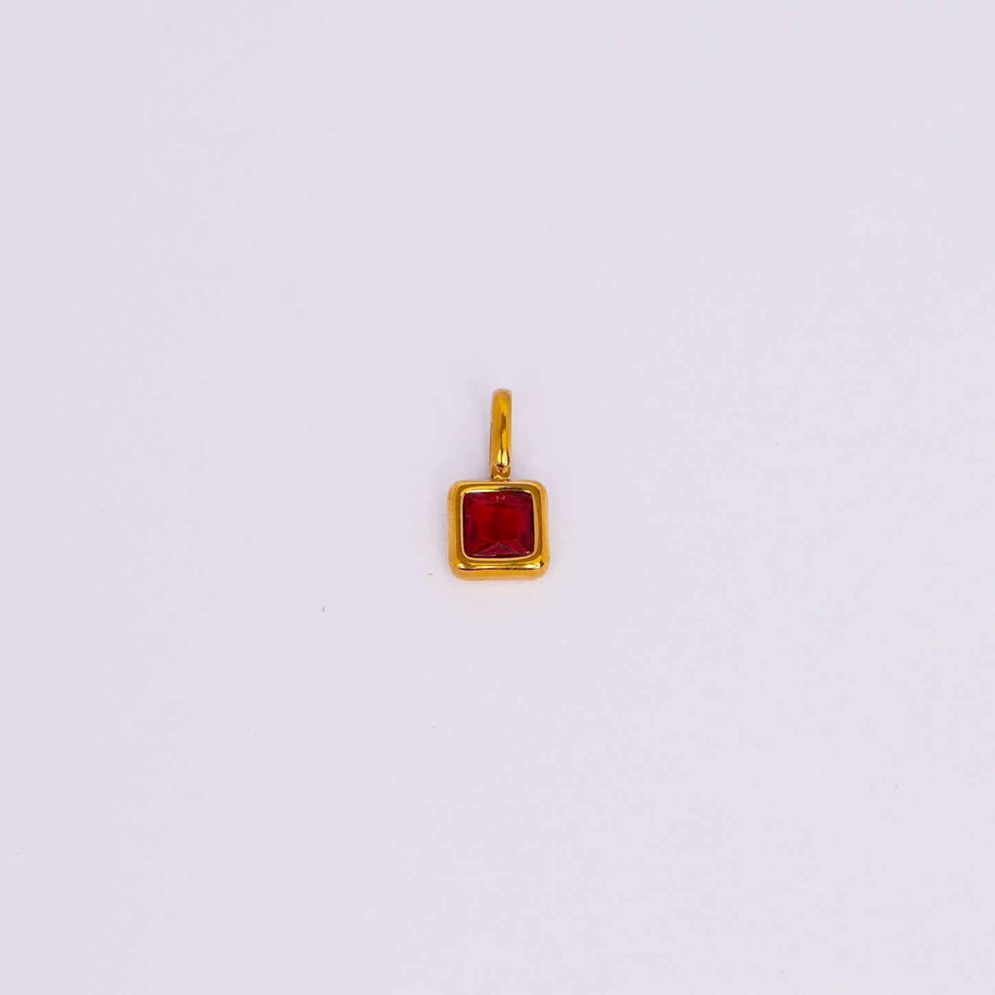 Gem Crystal Pendant Necklace – emerald-cut crystal pendant in 12 colour variants, 18K gold plated, PD18-30