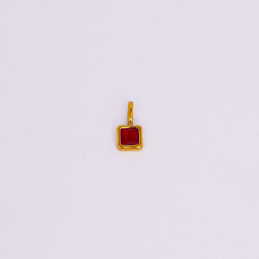 Gem Crystal Pendant Necklace – emerald-cut crystal pendant in 12 colour variants, 18K gold plated, PD18-30