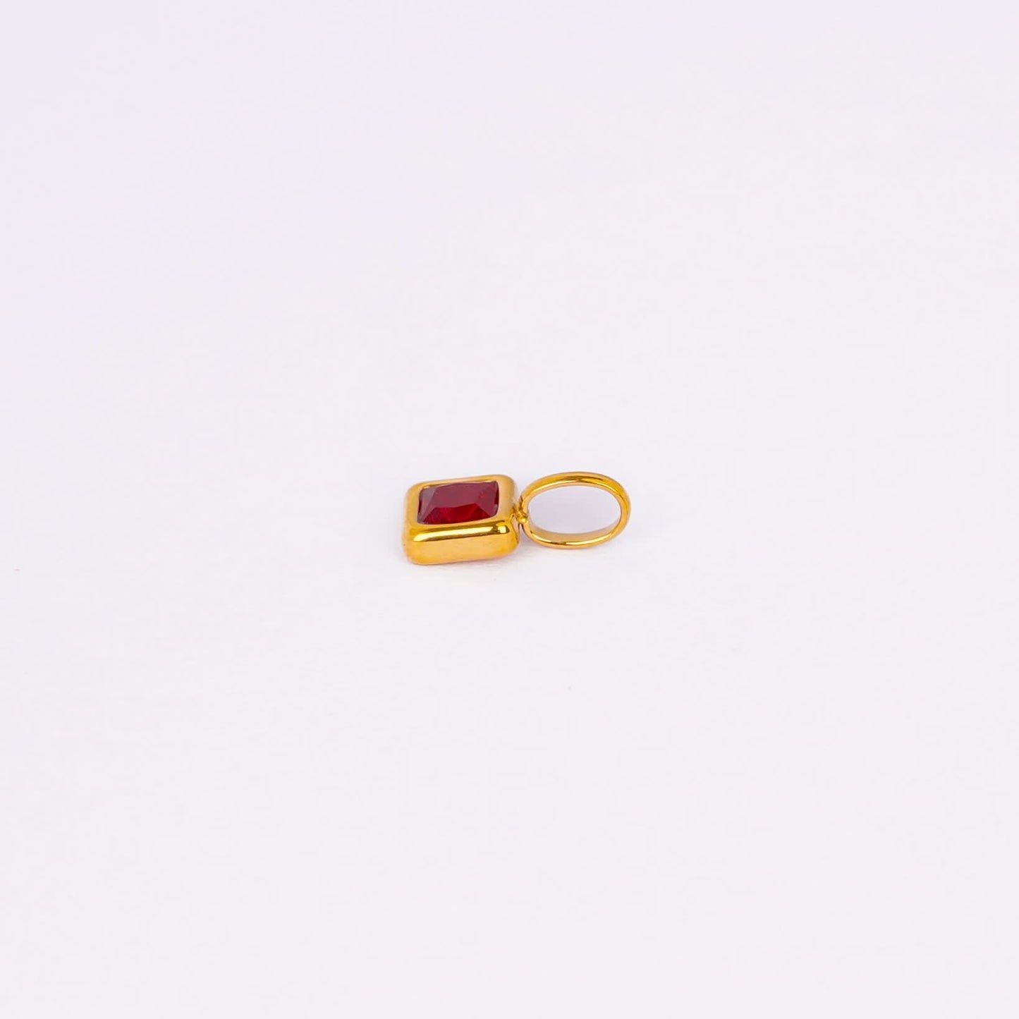 Gem Crystal Pendant Necklace – emerald-cut crystal pendant in 12 colour variants, 18K gold plated, PD18-31