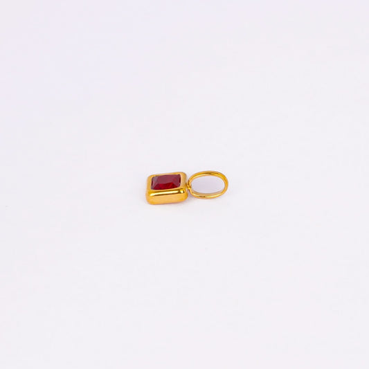 Gem Crystal Pendant Necklace – emerald-cut crystal pendant in 12 colour variants, 18K gold plated, PD18-31