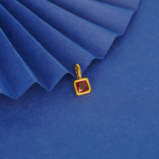 Gem Crystal Pendant Necklace – emerald-cut crystal pendant in 12 colour variants, 18K gold plated, PD18-32