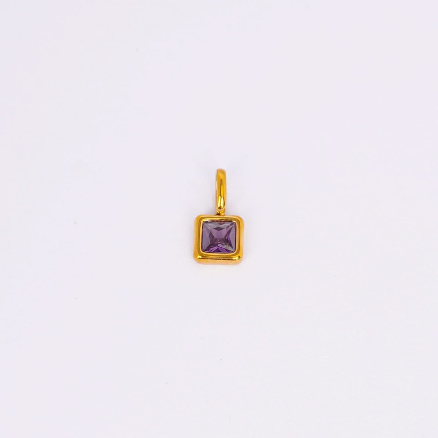 Gem Crystal Pendant Necklace – emerald-cut crystal pendant in 12 colour variants, 18K gold plated, PD18-33