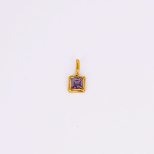 Gem Crystal Pendant Necklace – emerald-cut crystal pendant in 12 colour variants, 18K gold plated, PD18-33