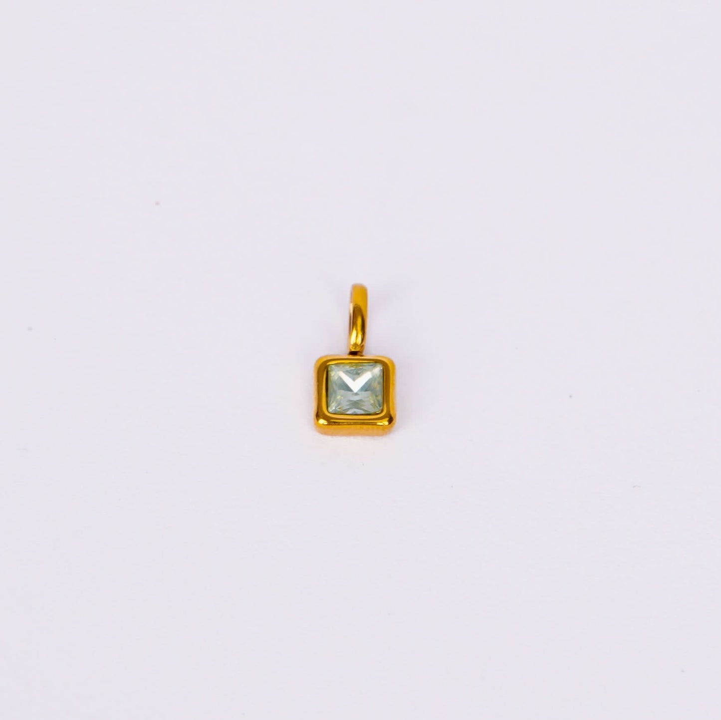 Gem Crystal Pendant Necklace – emerald-cut crystal pendant in 12 colour variants, 18K gold plated, PD18-4