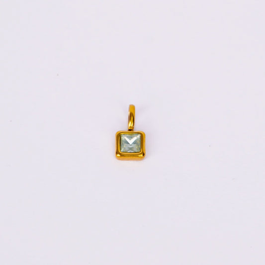 Gem Crystal Pendant Necklace – emerald-cut crystal pendant in 12 colour variants, 18K gold plated, PD18-4