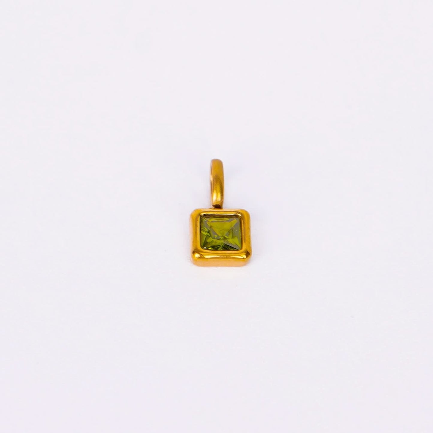 Gem Crystal Pendant Necklace – emerald-cut crystal pendant in 12 colour variants, 18K gold plated, PD18-7