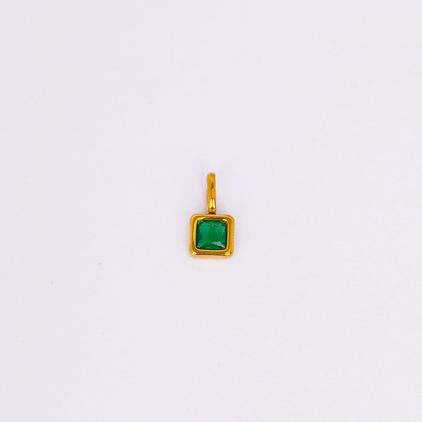 Gem Crystal Pendant Necklace – emerald-cut crystal pendant in 12 colour variants, 18K gold plated, PD18