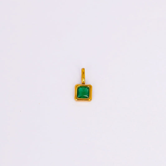 Gem Crystal Pendant Necklace – emerald-cut crystal pendant in 12 colour variants, 18K gold plated, PD18