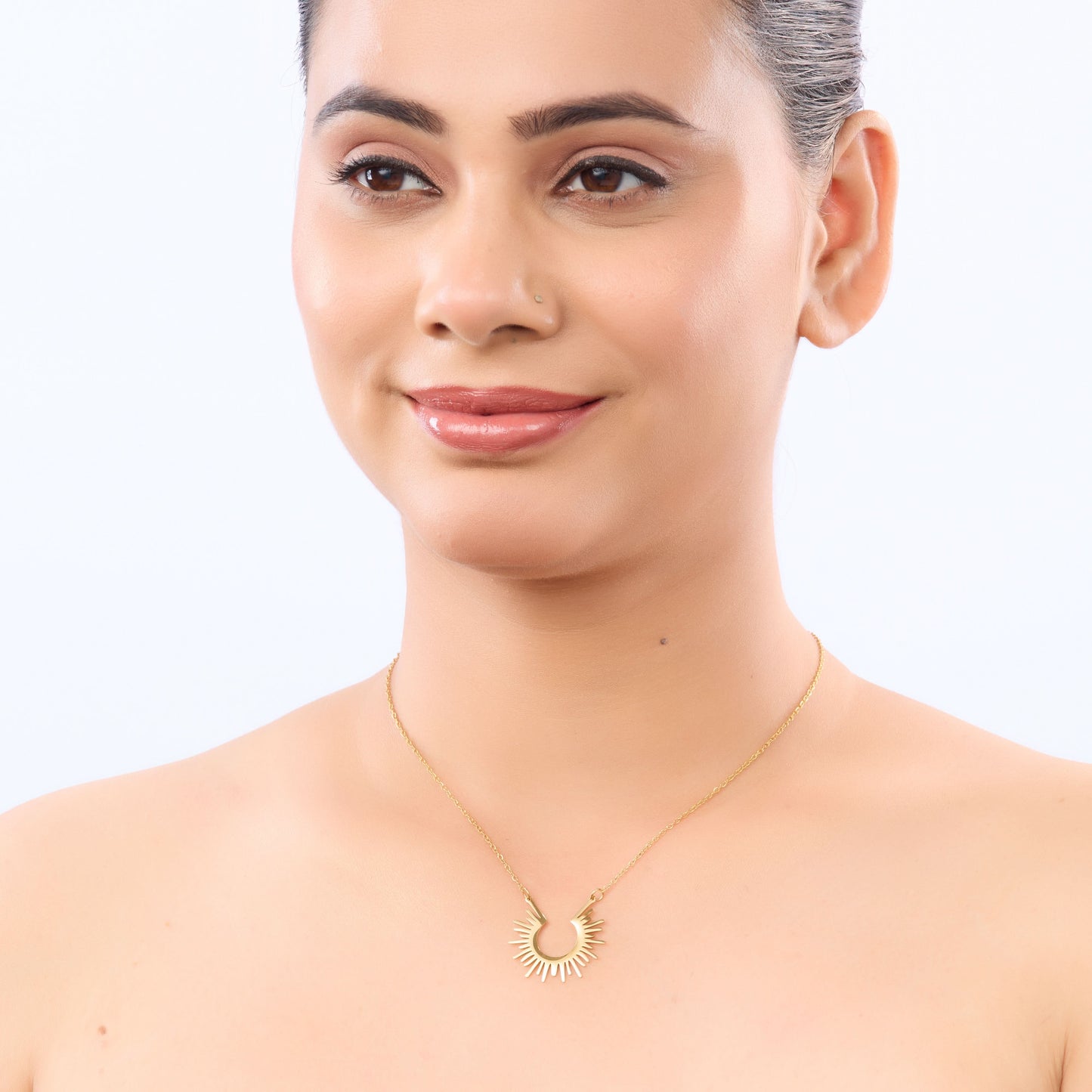Geo Grace Minimal Necklace – geometric minimal design necklace in 18K gold plated finish for women-4