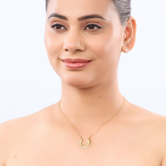 Geo Grace Minimal Necklace – geometric minimal design necklace in 18K gold plated finish for women-4