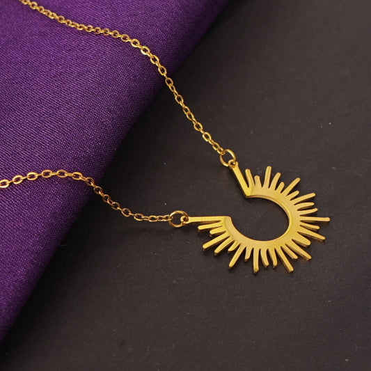Geo Grace Minimal Necklace – geometric minimal design necklace in 18K gold plated finish for women-5
