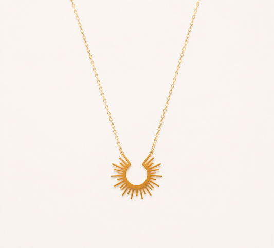 Geo Grace Minimal Necklace – geometric minimal design necklace in 18K gold plated finish for women