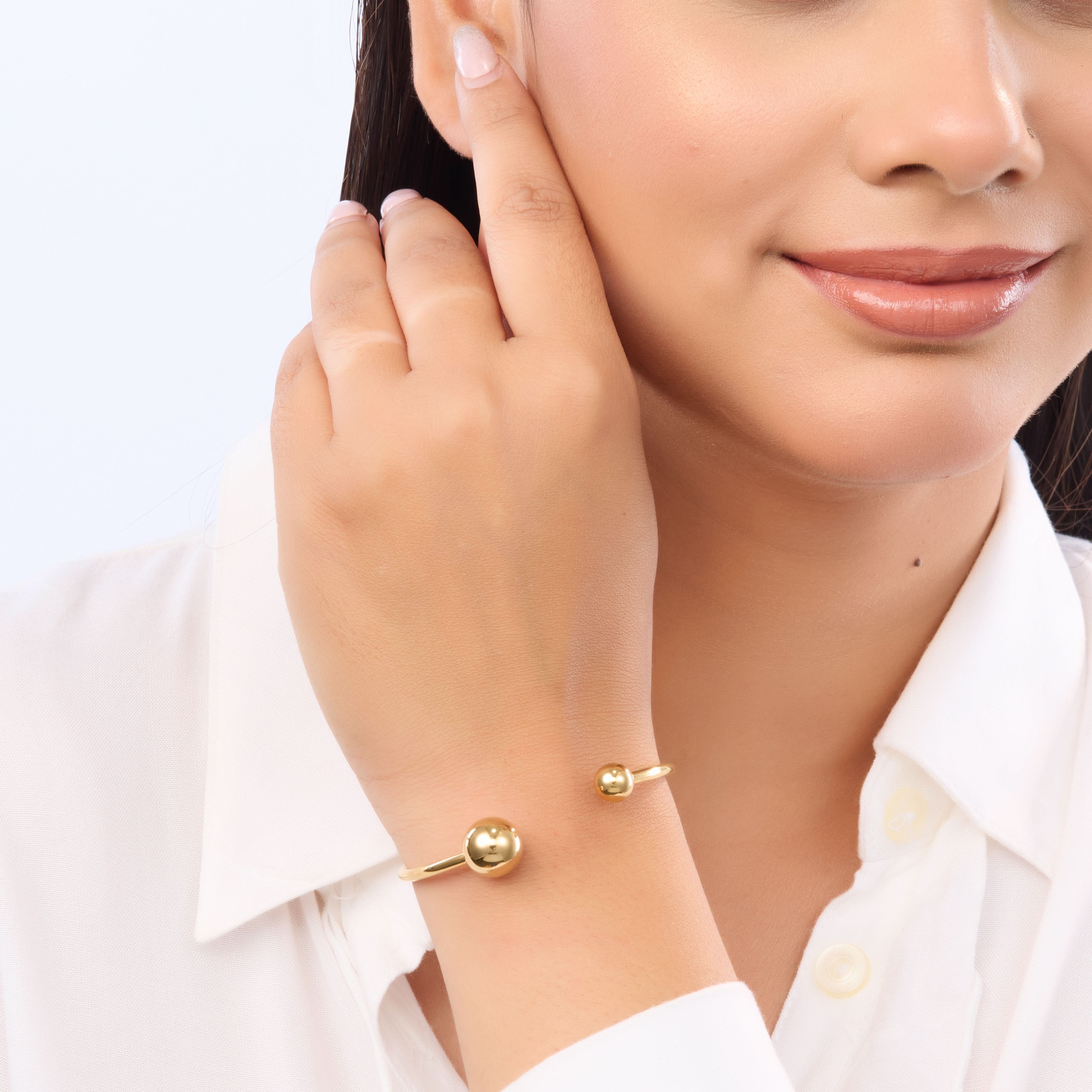 Geometric Classic Bracelet – structured geometric design gold plated bracelet for women-2