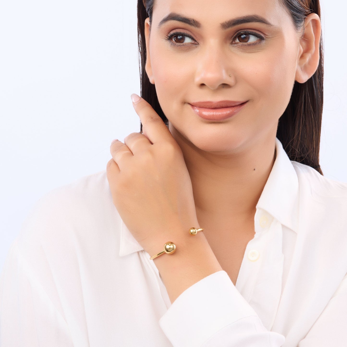 Geometric Classic Bracelet – structured geometric design gold plated bracelet for women-7