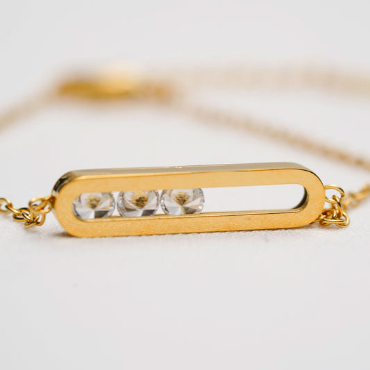 Geometric Elegance Bracelet – elegant geometric link bracelet in 18K gold plated finish for women-3