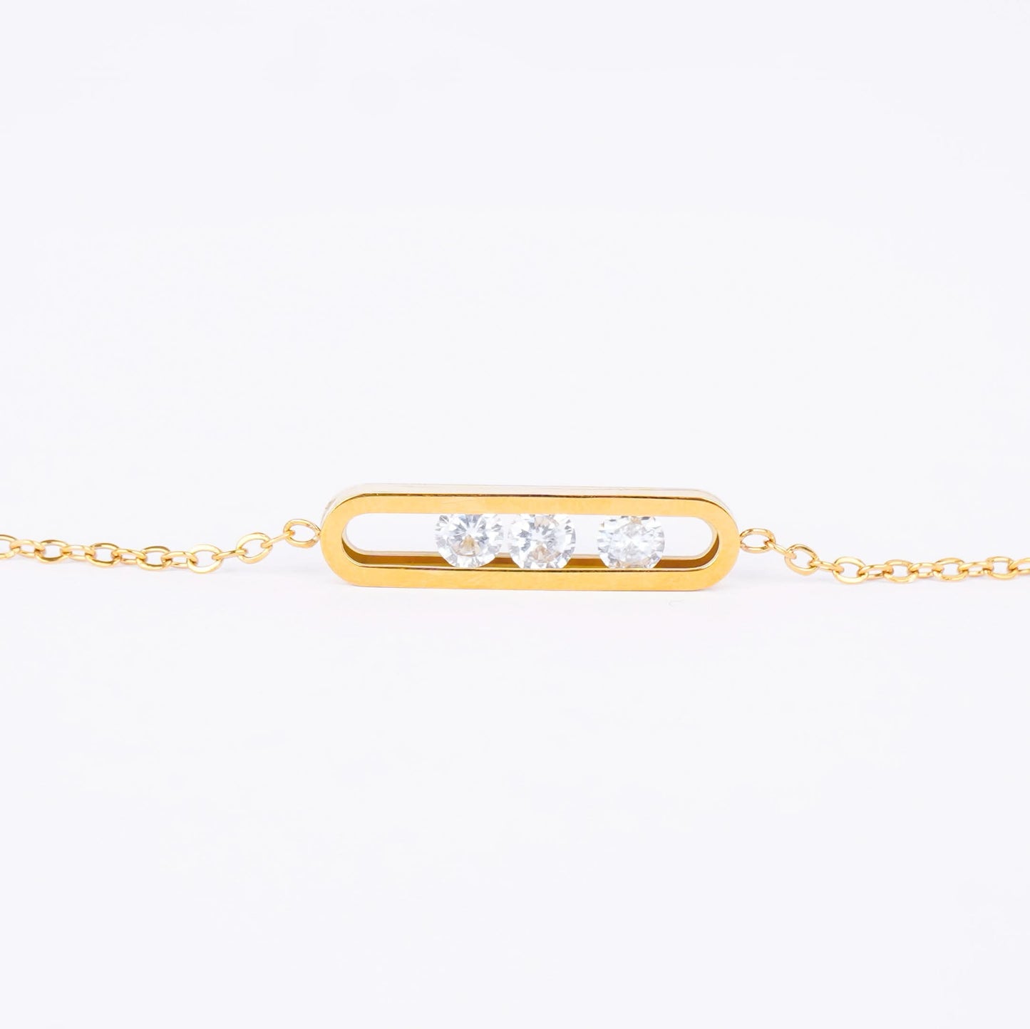 Geometric Elegance Bracelet – elegant geometric link bracelet in 18K gold plated finish for women-4