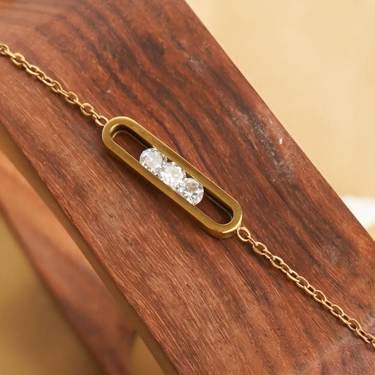 Geometric Elegance Bracelet – elegant geometric link bracelet in 18K gold plated finish for women-6