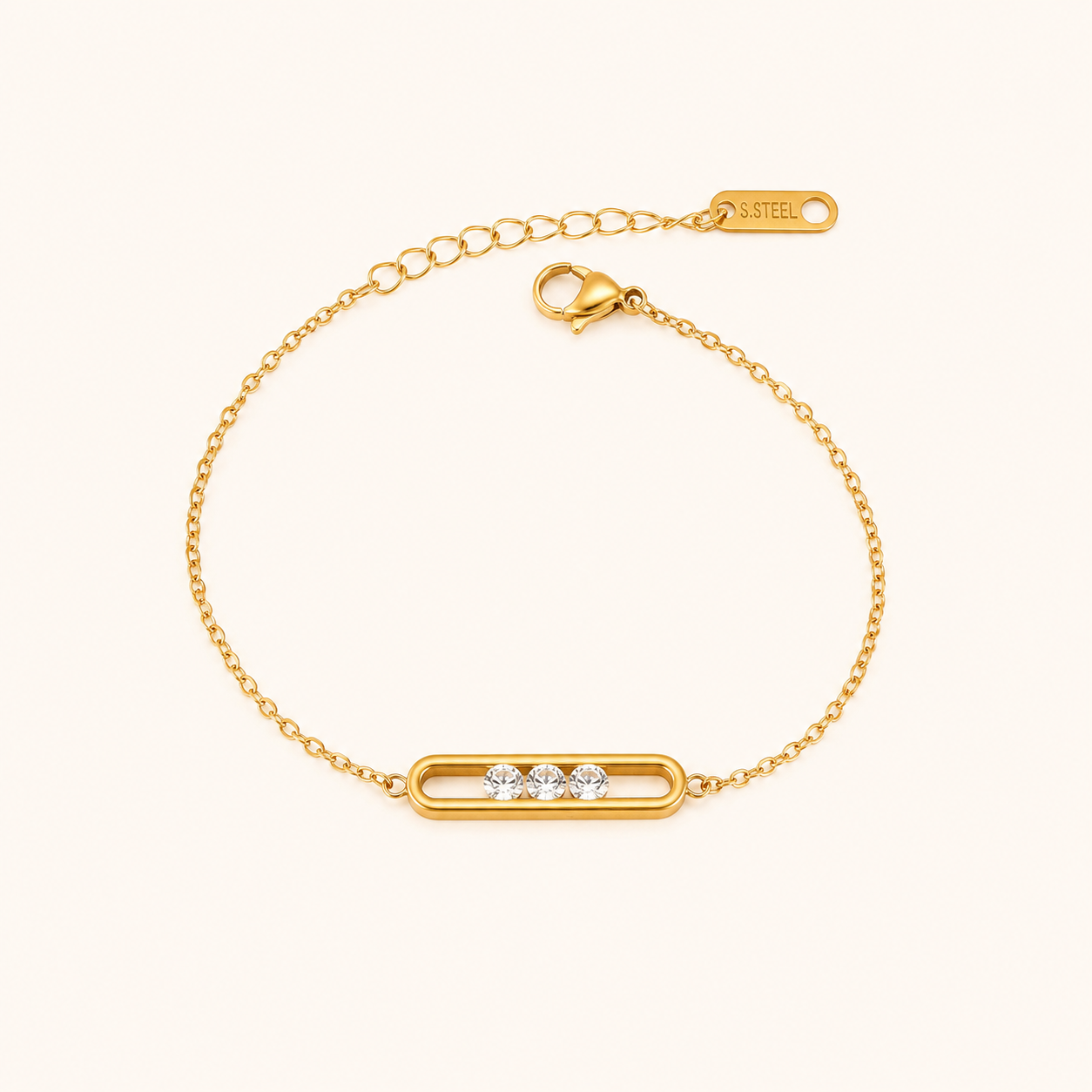Geometric Elegance Bracelet – elegant geometric link bracelet in 18K gold plated finish for women