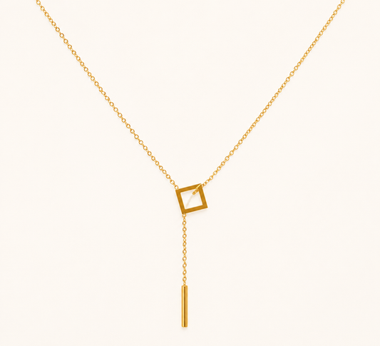 Geometric Everyday Necklace – minimal geometric necklace for daily wear in 18K gold plated finish for women