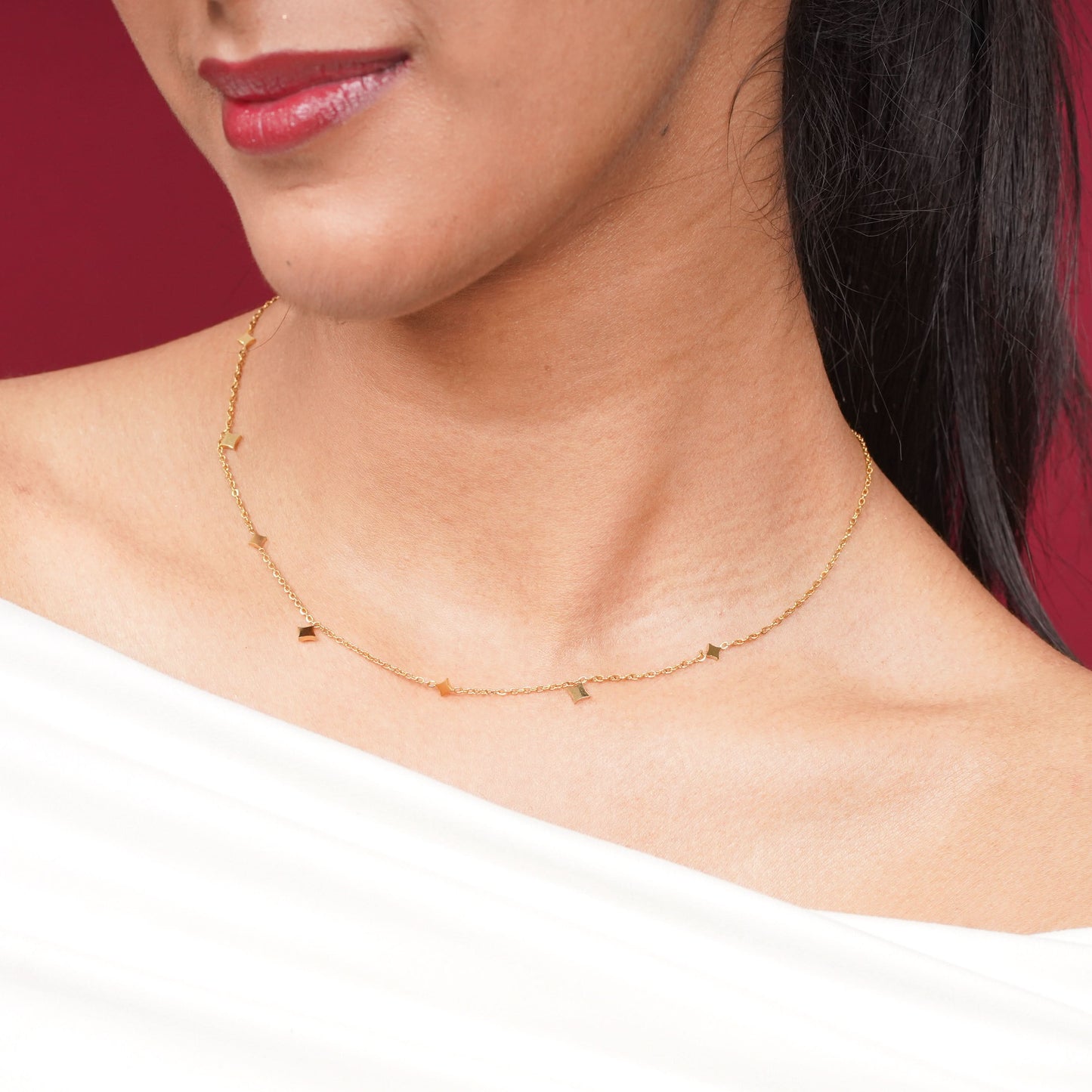 Gilded Compass Starlet Necklace – compass rose and star motif pendant necklace in 18K gold plated finish-3