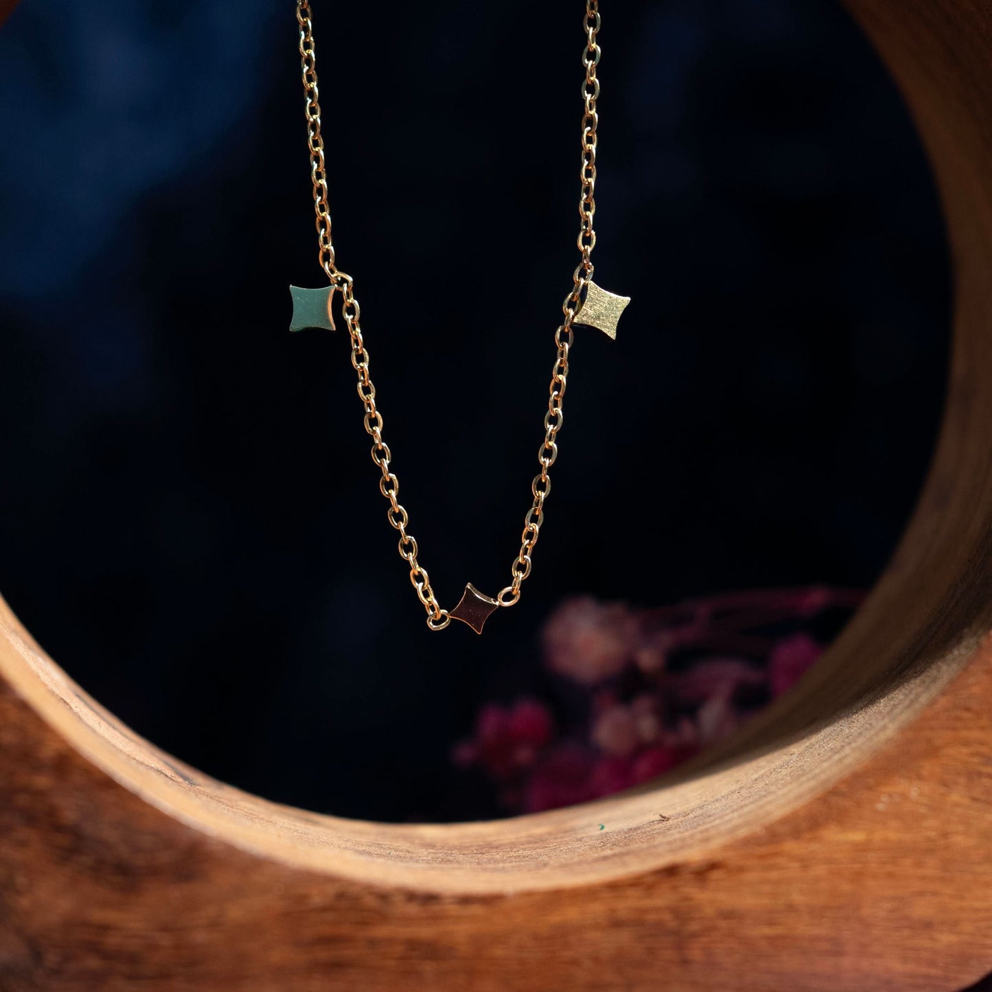 Gilded Compass Starlet Necklace – compass rose and star motif pendant necklace in 18K gold plated finish-5