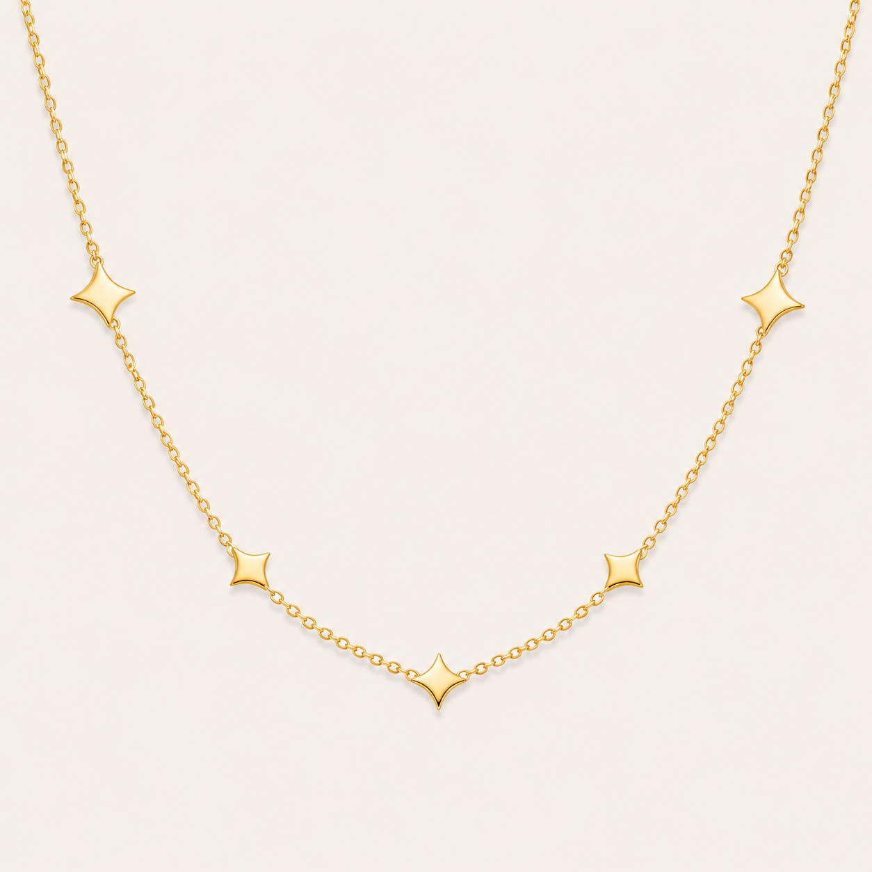 Gilded Compass Starlet Necklace – compass rose and star motif pendant necklace in 18K gold plated finish