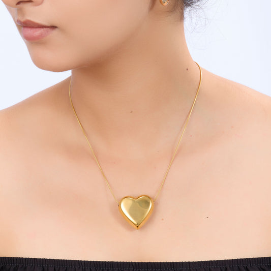 Gilded Ethereal Heart Necklace – ethereal heart gilded pendant necklace in 18K gold plated finish for women-2