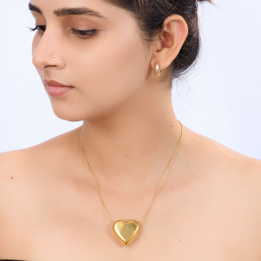 Gilded Ethereal Heart Necklace – ethereal heart gilded pendant necklace in 18K gold plated finish for women-3