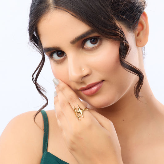 Gilded Galaxy Wrap Ring – celestial galaxy-inspired gold plated wrap ring for women-5