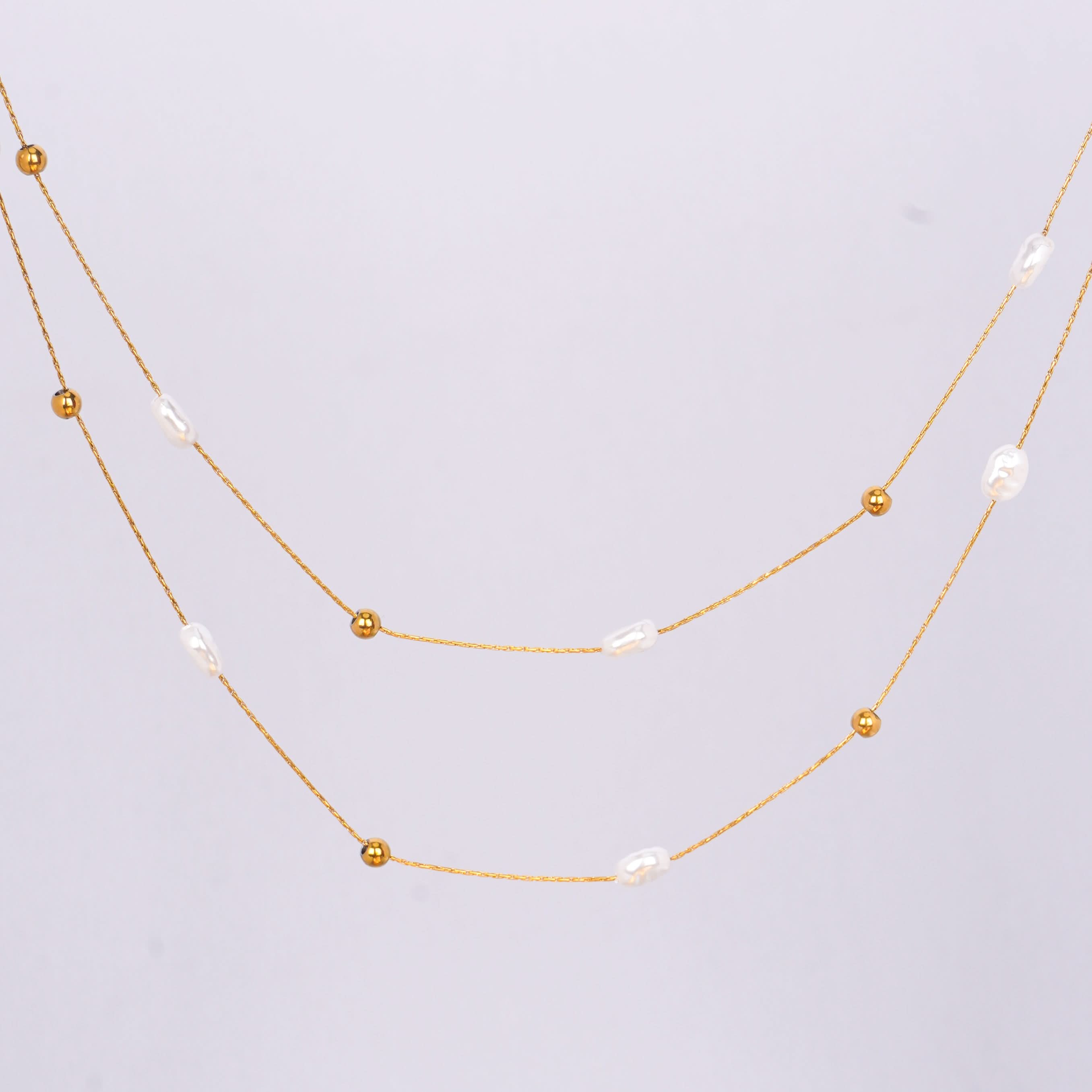 Gilded Grace Heart & Pearl Cascade Necklace – heart and pearl cascade pendant necklace in 18K gold plated finish