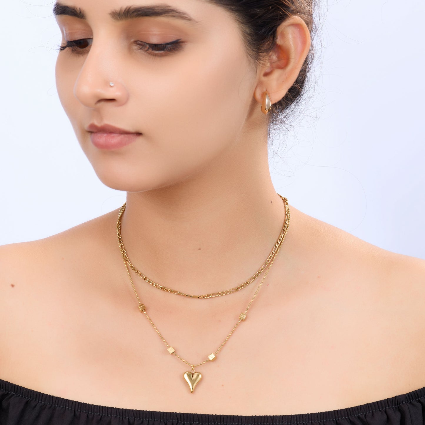 Gilded Lyric Duo Earrings – lyric-inspired gilded gold plated duo earrings for women-3