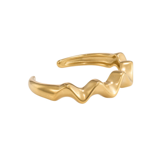 Gilded Ripple Cuff Bracelet – ripple-wave surface sculptural gold plated cuff bracelet for women-3