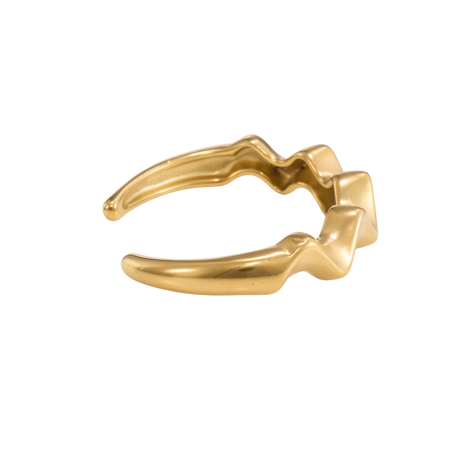 Gilded Ripple Cuff Bracelet – ripple-wave surface sculptural gold plated cuff bracelet for women-4