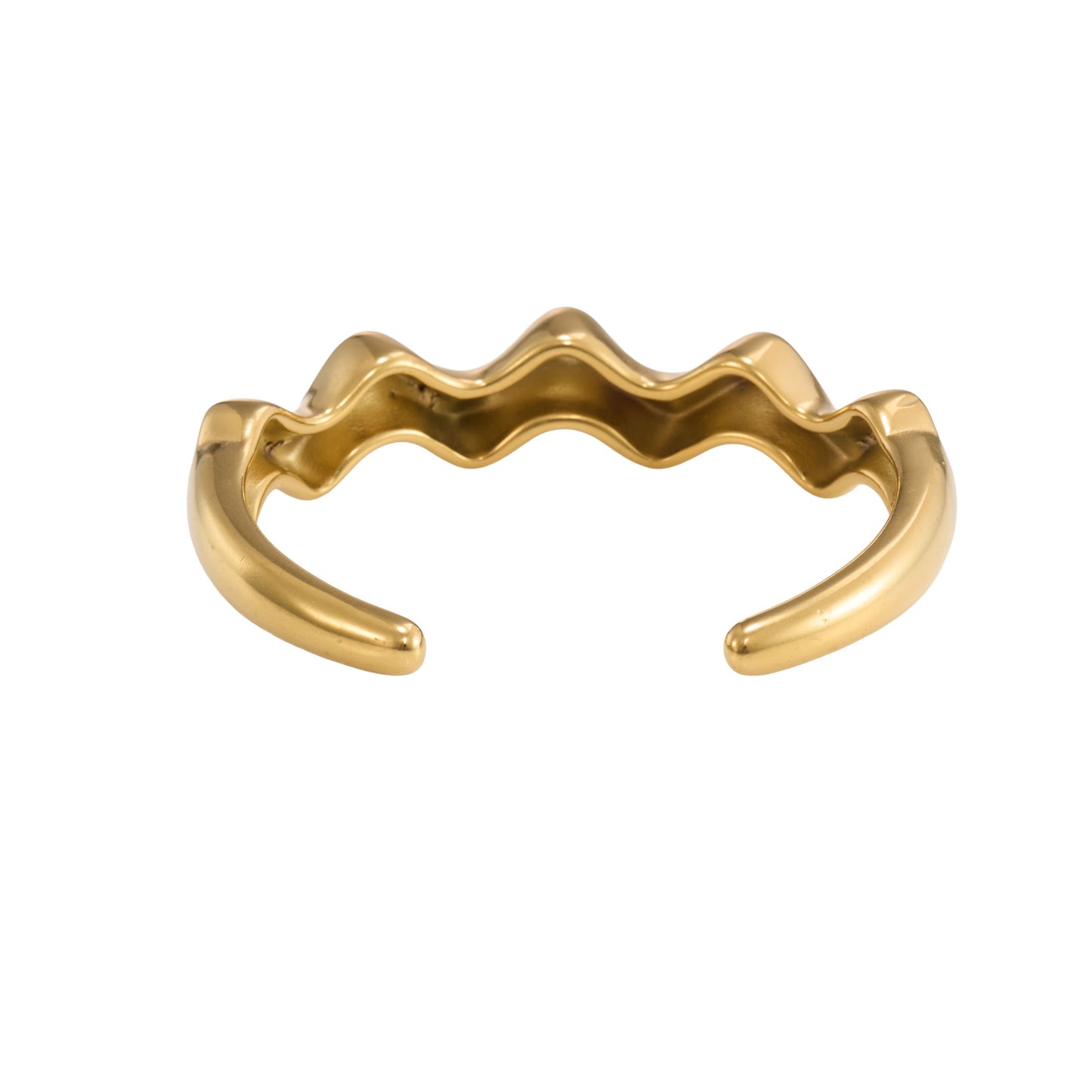 Gilded Ripple Cuff Bracelet – ripple-wave surface sculptural gold plated cuff bracelet for women-5