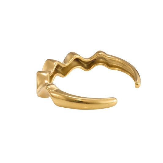 Gilded Ripple Cuff Bracelet – ripple-wave surface sculptural gold plated cuff bracelet for women-6