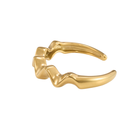 Gilded Ripple Cuff Bracelet – ripple-wave surface sculptural gold plated cuff bracelet for women-7