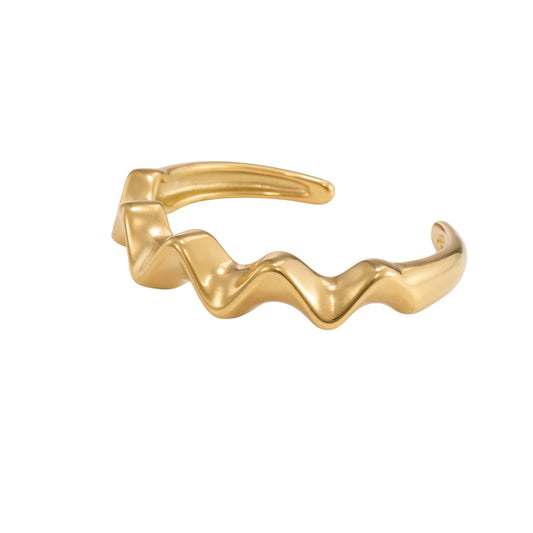 Gilded Ripple Cuff Bracelet – ripple-wave surface sculptural gold plated cuff bracelet for women-8