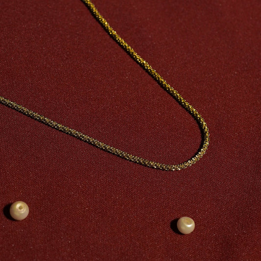 Gilded Texture Chain Necklace – textured link gold plated chain necklace for layering, 18K gold finish-4