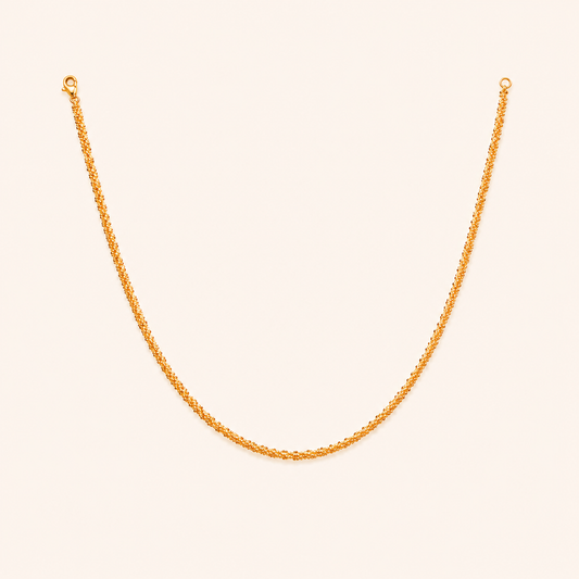 Gilded Texture Chain Necklace – textured link gold plated chain necklace for layering, 18K gold finish