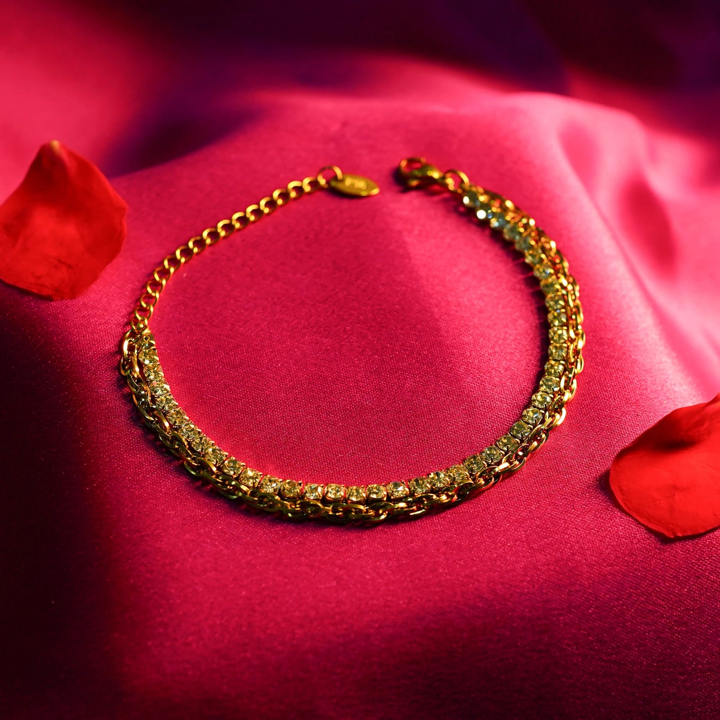 Glaze Tennis Duo Bracelet – glazed dual-strand tennis bracelet in 18K gold plated finish for women-4