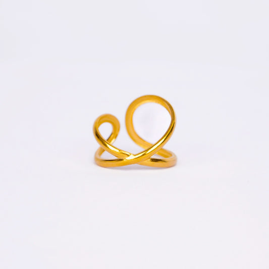 Glitch-Core Fluid Wrap Ring – avant-garde fluid wrap ring in 18K gold plated finish for women-3