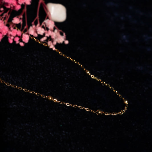 Gold Dainty Station Pendant Necklace – layered on neckline, dainty gold station necklace